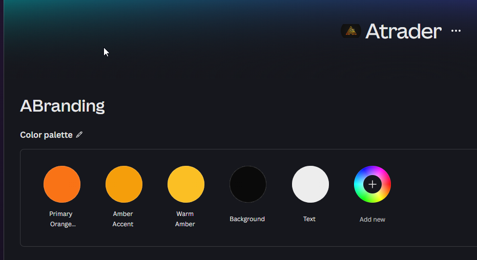 Branding Trading Account – Orange/Amber Farbschema